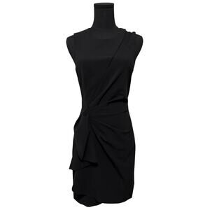 NEW Parker Black Cocktail Dress Sleeveless Mesh Cutout Detail Ruched Size 0